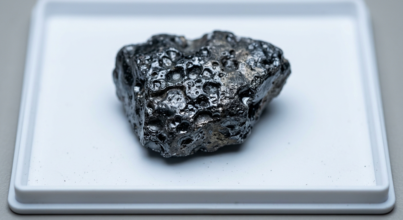 A dark, glassy chunk of furnace slag